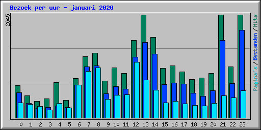 Bezoek per uur - januari 2020