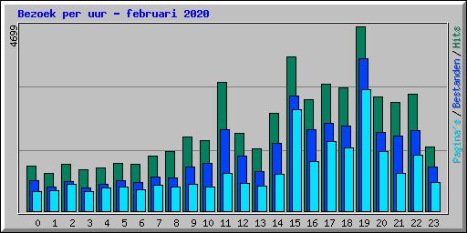 Bezoek per uur - februari 2020