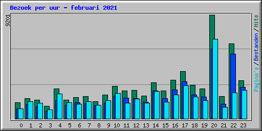 Bezoek per uur - februari 2021